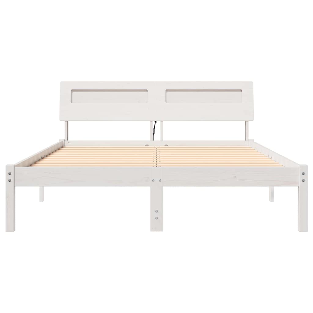 Cadre de lit Blanc 135 x 190 cm Bois massif en pin - XIOS