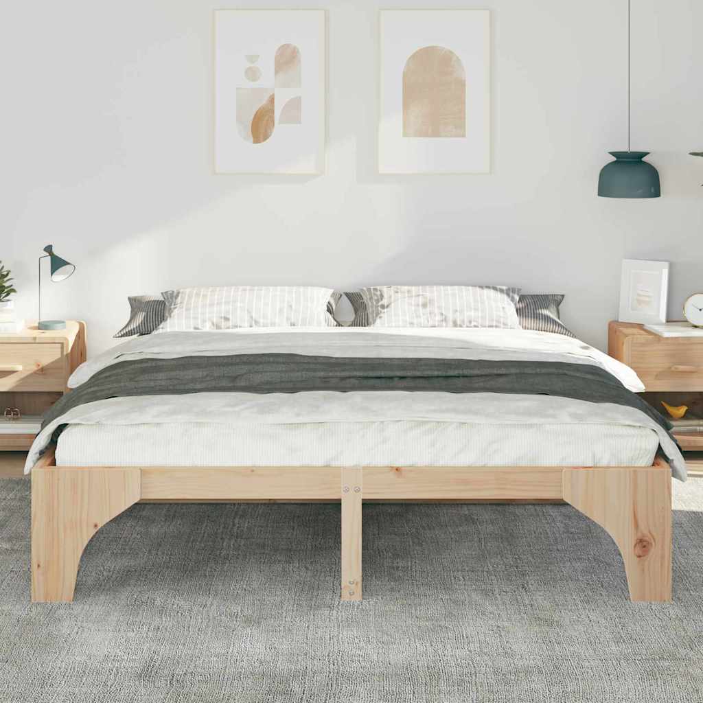 Cadre de lit surélevé Marron 200 x 200 cm Bois massif en pin - XIOS