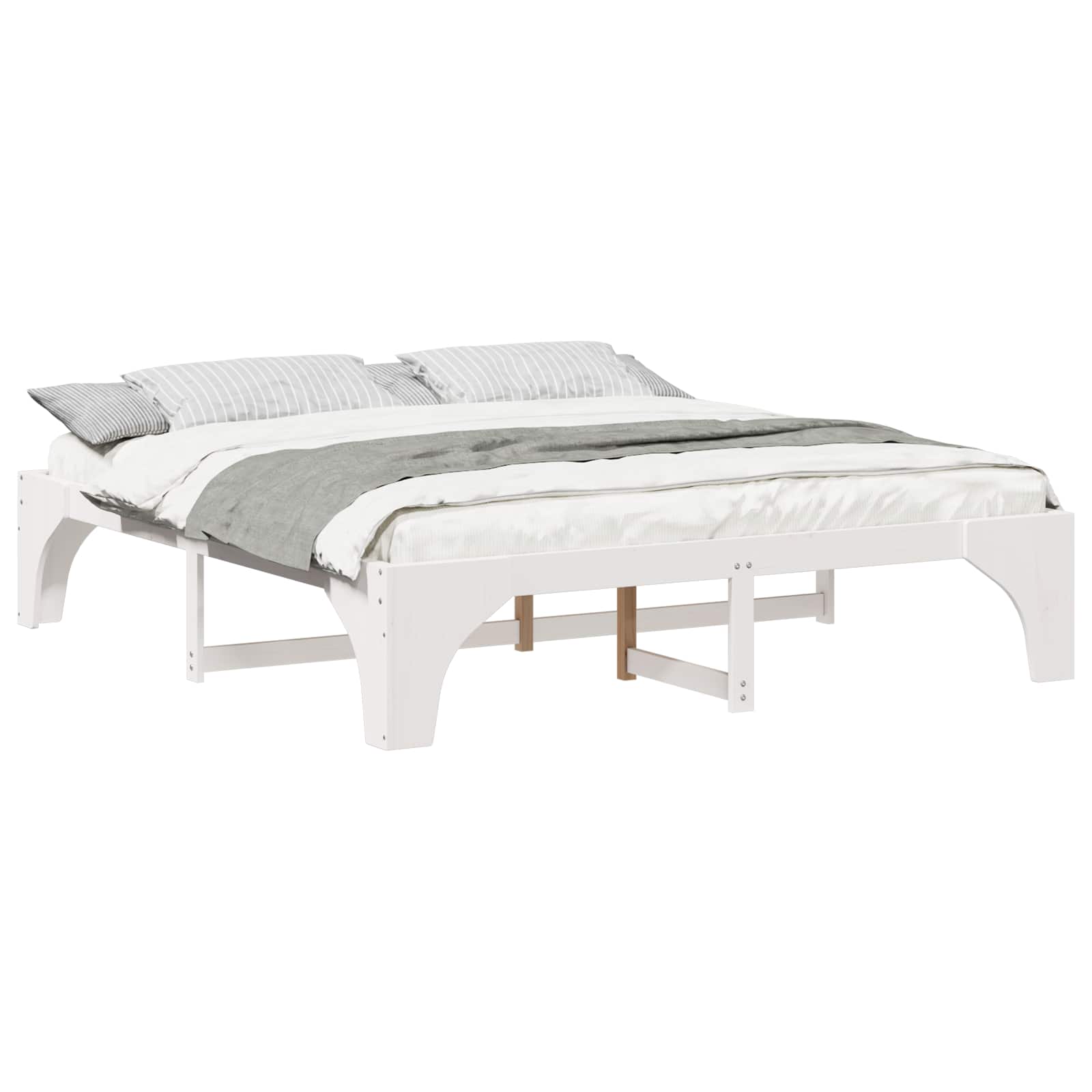 Cadre de lit Blanc 200 x 200 cm Pin massif