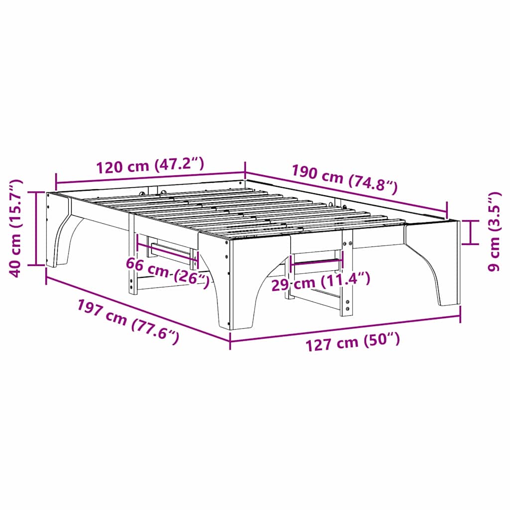 Cadre de lit surélevé Marron 120 x 190 cm Bois de pin - XIOS