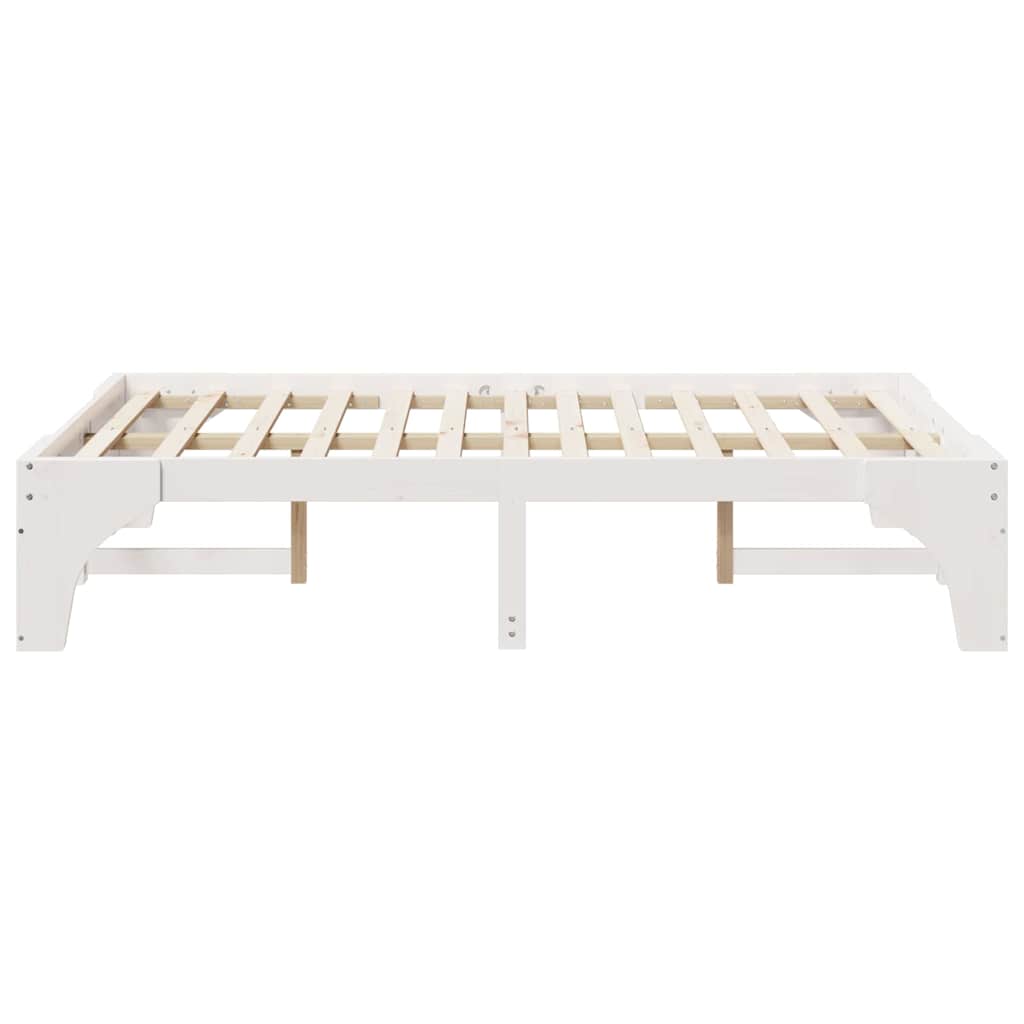 Cadre de lit surélevé Blanc 120 x 190 cm Bois massif en pin - XIOS