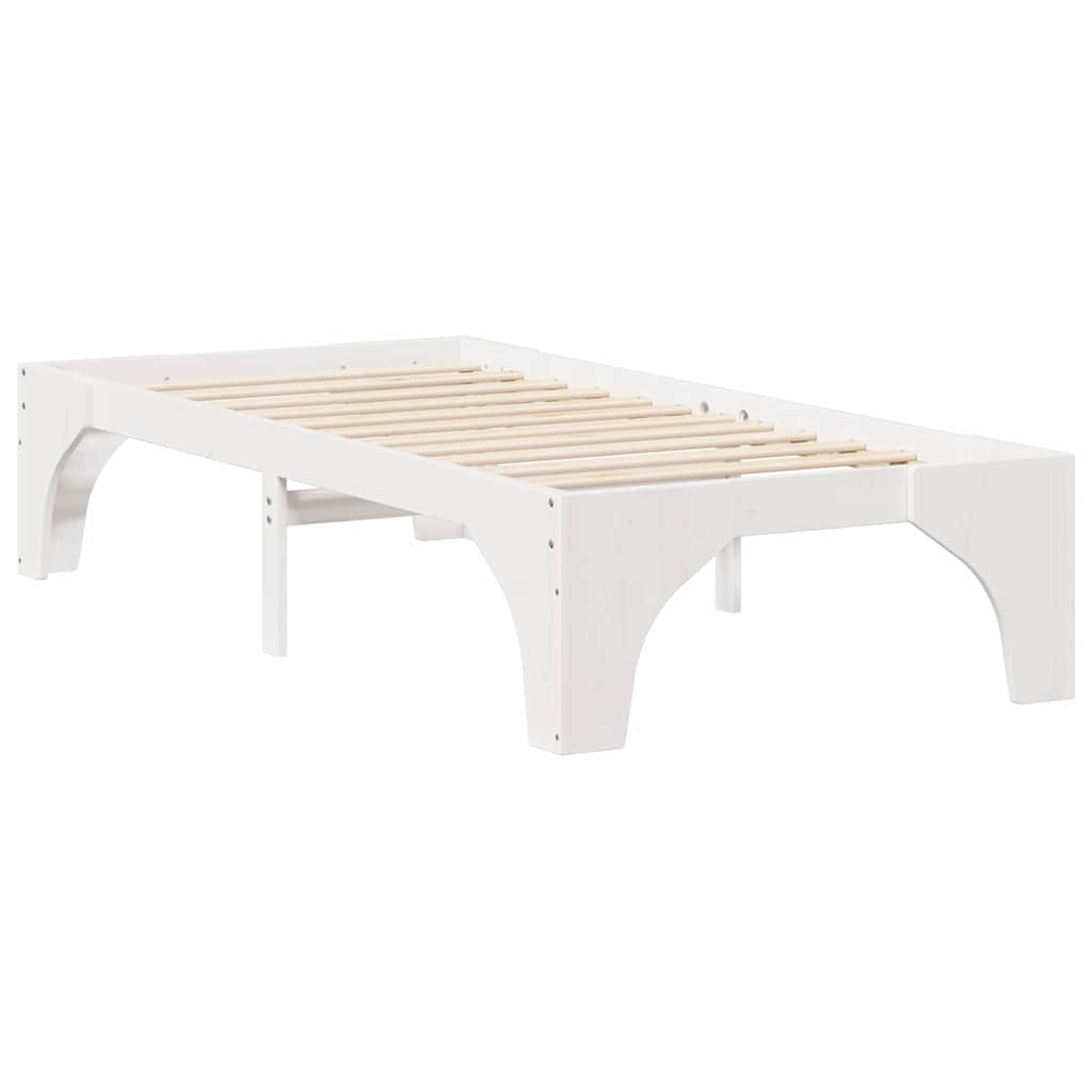 Cadre de lit surélevé Blanc 100 x 200 cm Bois massif en pin - XIOS
