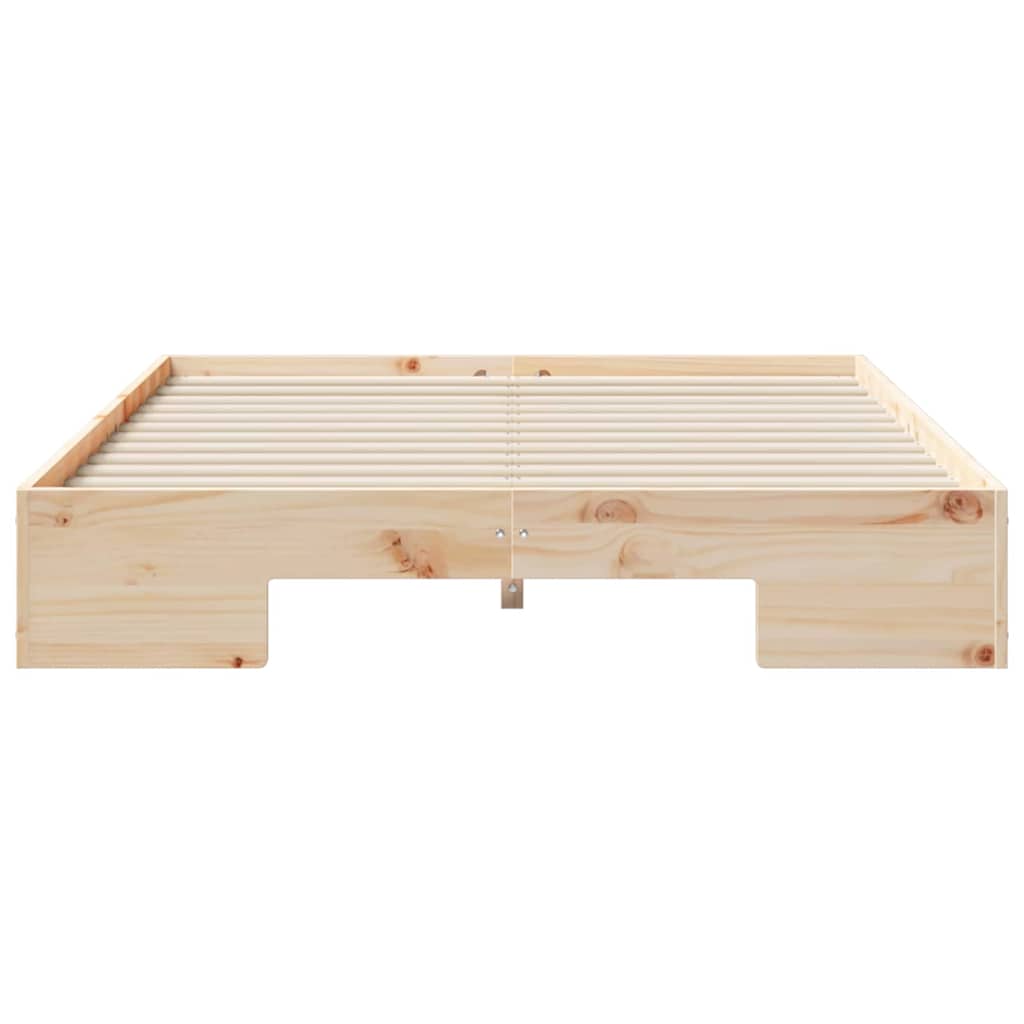 Cadre de lit surélevé Marron 135 x 190 cm Bois massif en pin - XIOS