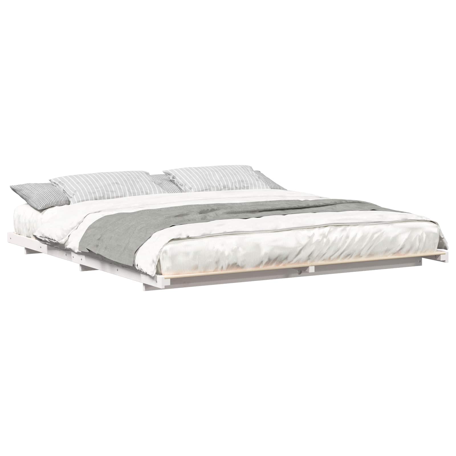 Cadre de lit Blanc 200 x 200 cm Pin massif - XIOS
