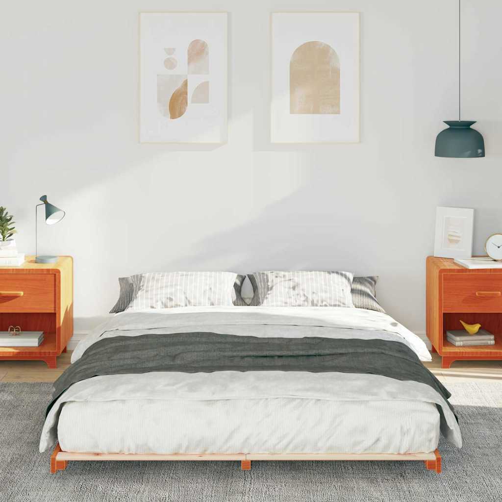 Cadre de lit Brun cire 150 x 200 cm Pin massif - XIOS