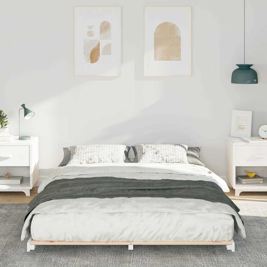 Cadre de lit Blanc 140 x 200 cm Pin massif - XIOS