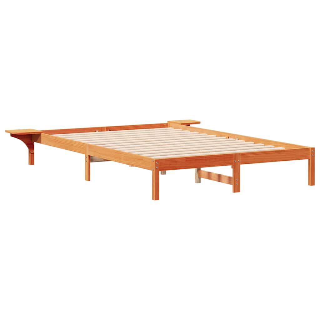 Cadre de lit avec tables de chevet Brun cire 140 x 210 cm - XIOS