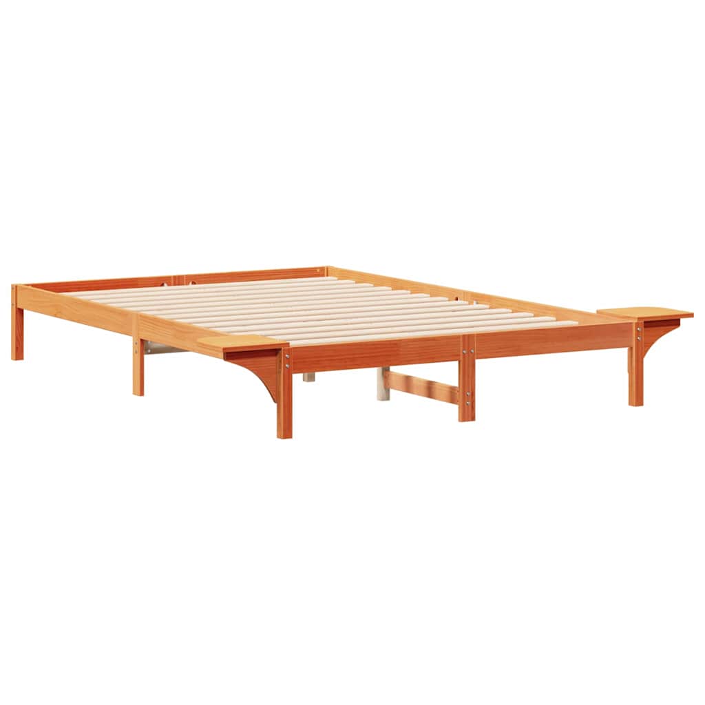 Cadre de lit avec tables de chevet Brun cire 140 x 210 cm - XIOS