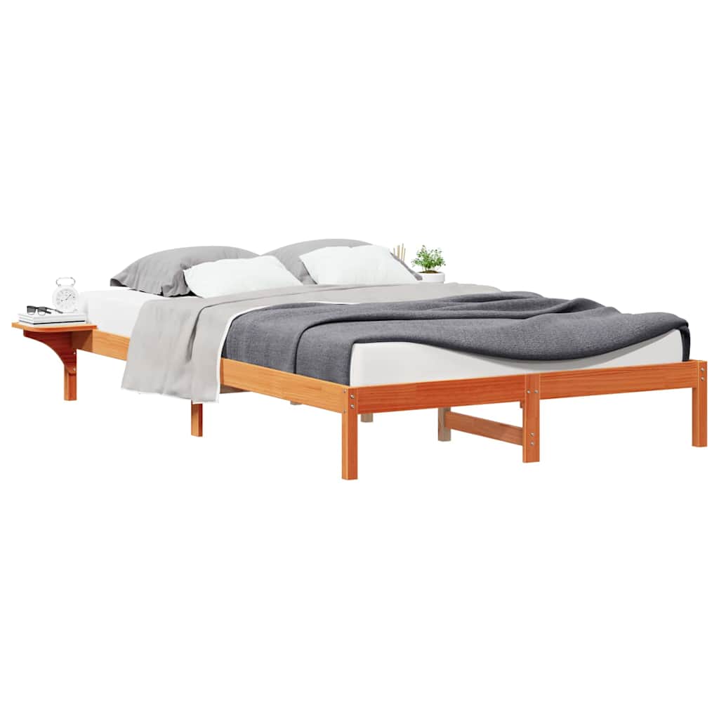 Cadre de lit avec tables de chevet Brun cire 140 x 210 cm - XIOS
