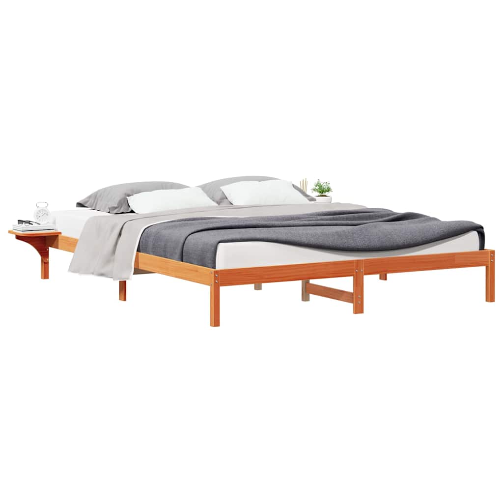 Cadre de lit avec tables de chevet Brun cire 200 x 210 cm - XIOS