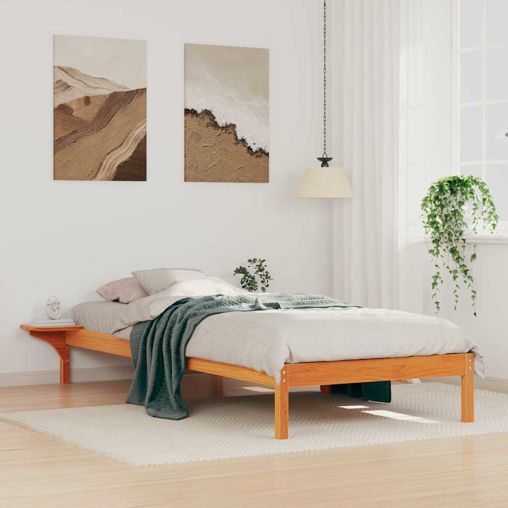 Cadre de lit avec tables de chevet Brun cire 100 x 220 cm - XIOS