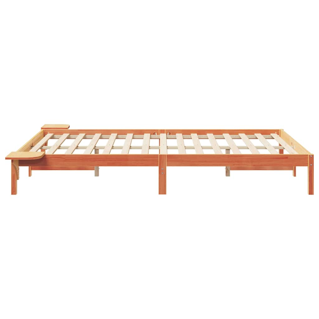 Cadre de lit avec tables de chevet Brun cire 160 x 220 cm - XIOS