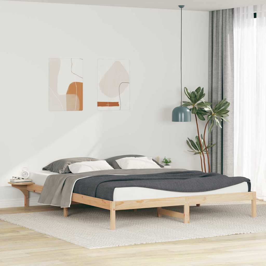 Cadre de lit avec tables de chevet Naturel 180 x 220 cm - XIOS