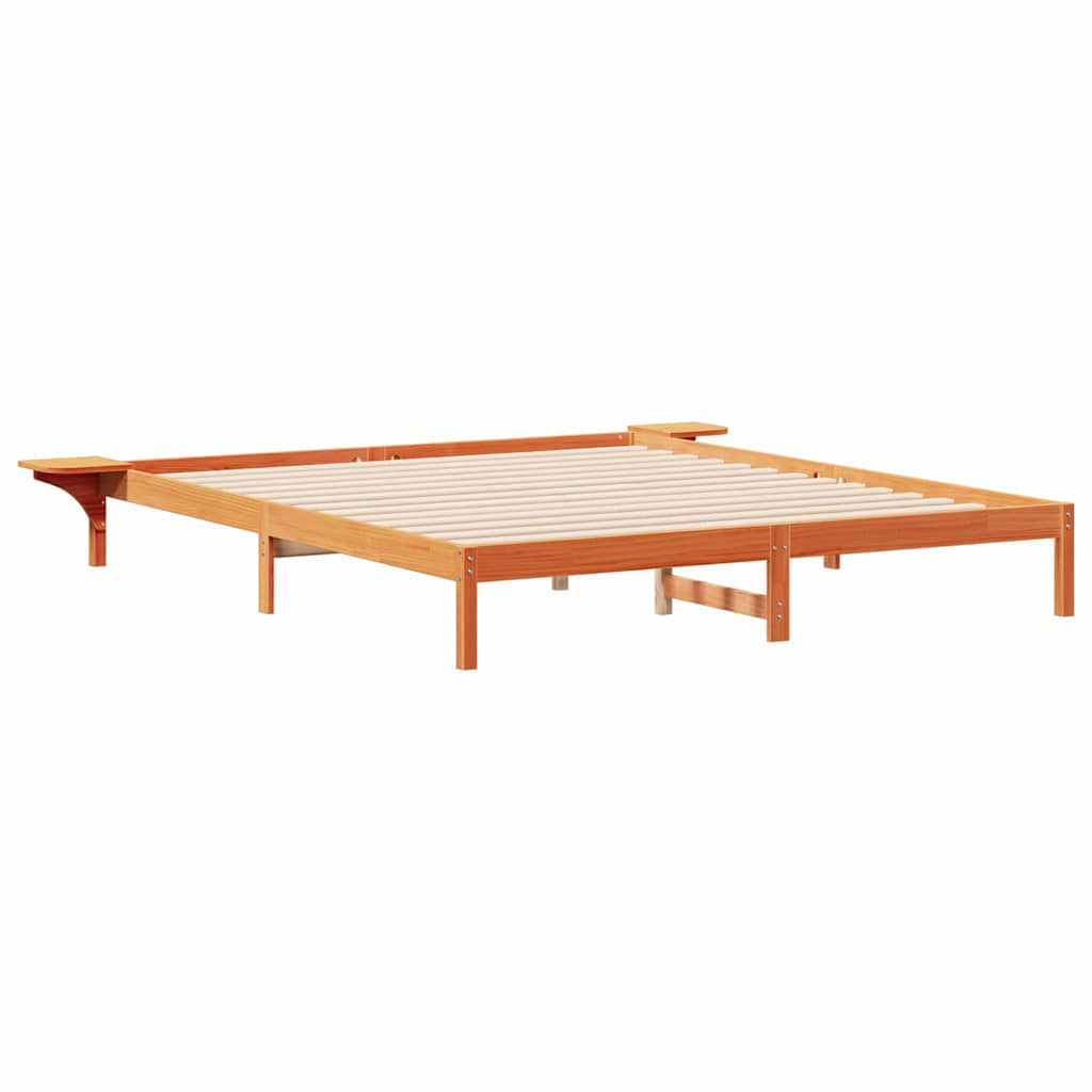 Cadre de lit avec tables de chevet Brun cire 180 x 220 cm - XIOS