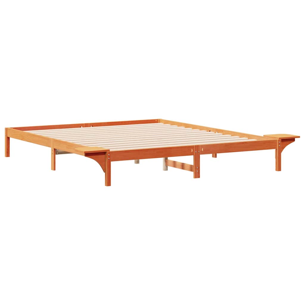 Cadre de lit avec tables de chevet Brun cire 200 x 220 cm - XIOS