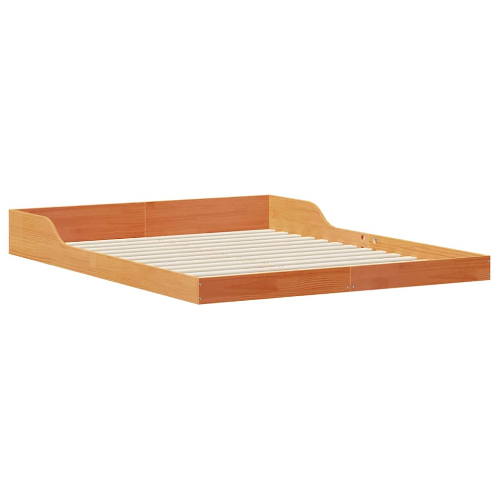 Cadre de lit Marron cire 140 x 200 cm Bois massif en pin
