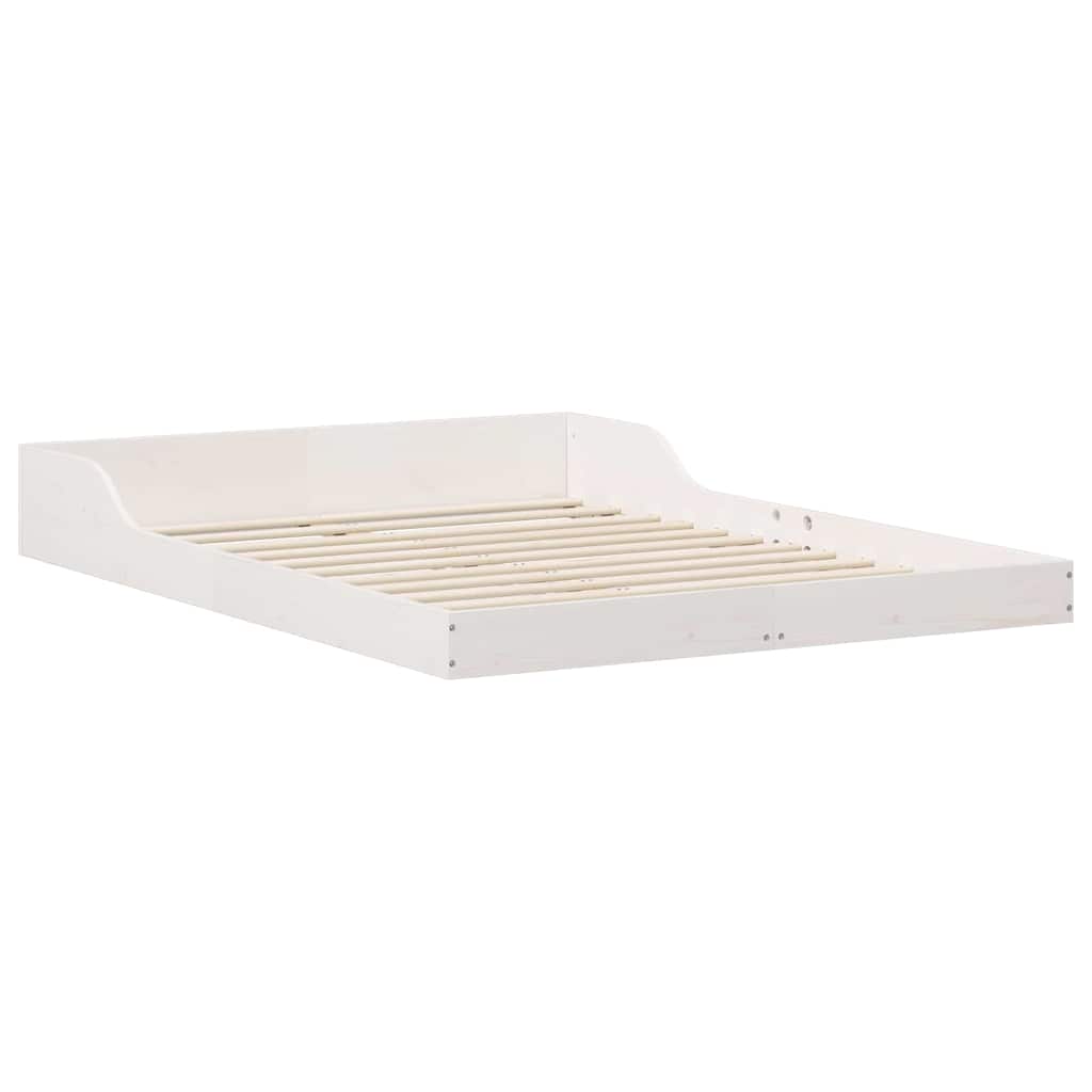 Cadre de lit Blanc 140 x 190 cm Bois massif en pin
