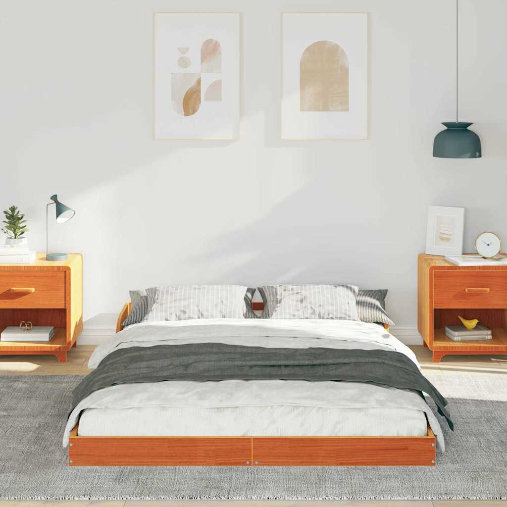 Cadre de lit Brun cire 135 x 190 cm Pin massif - XIOS