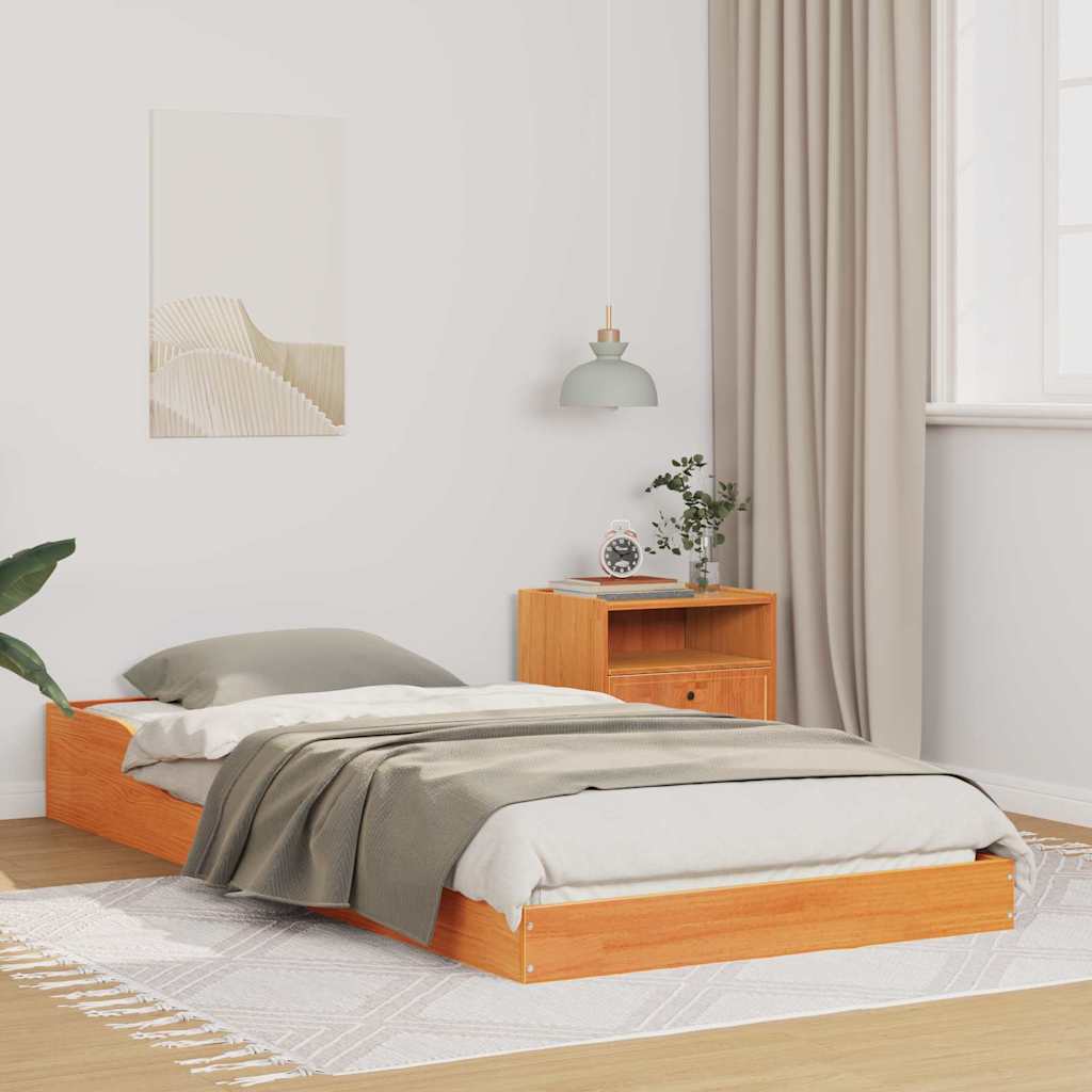 Cadre de lit Marron cire 100 x 200 cm Bois massif en pin