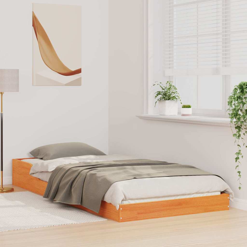 Cadre de lit Marron cire 75 x 190 cm Bois massif en pin - XIOS