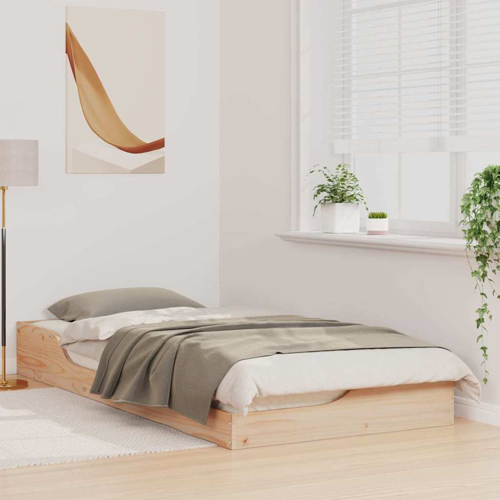 Cadre de lit surélevé Marron 80 x 200 cm Bois massif en pin - XIOS