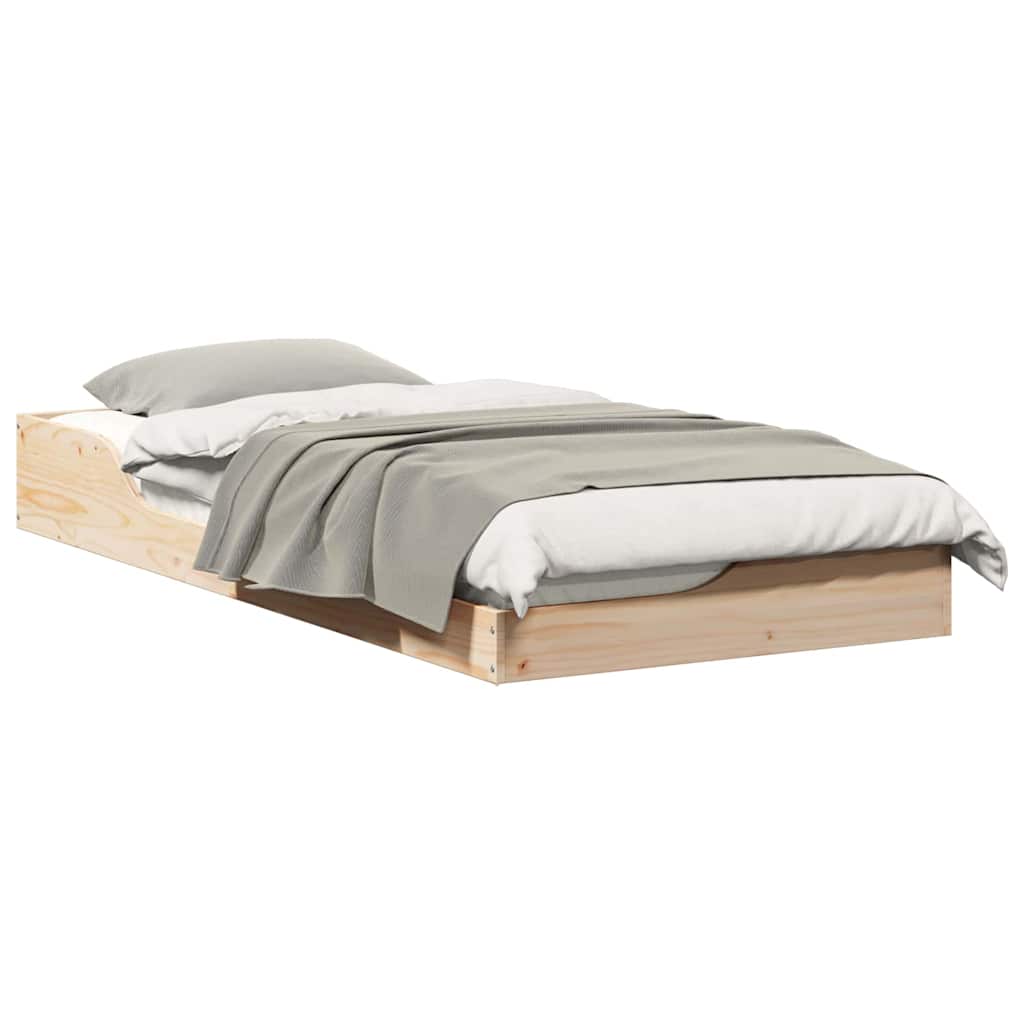 Cadre de lit surélevé Marron 80 x 200 cm Bois massif en pin - XIOS