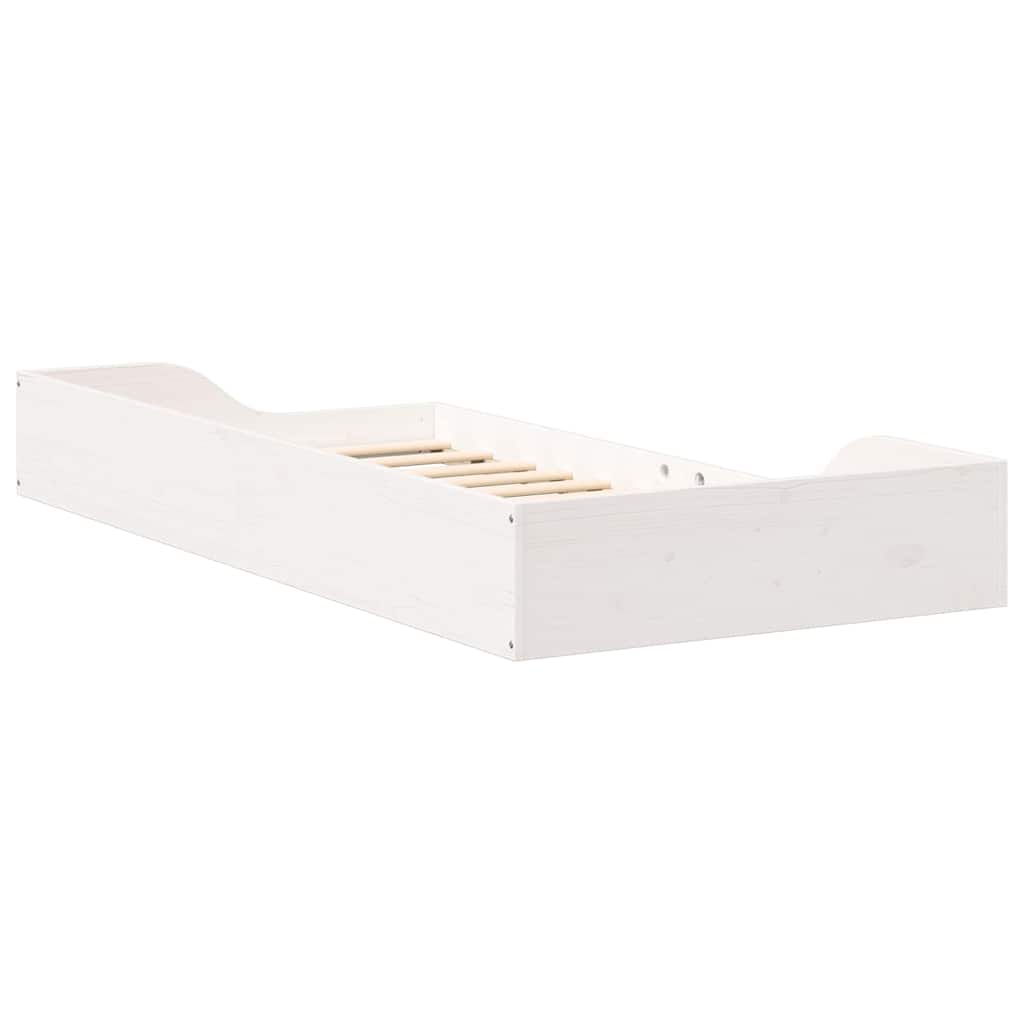 Cadre de lit surélevé Blanc 90 x 190 cm Bois massif en pin - XIOS