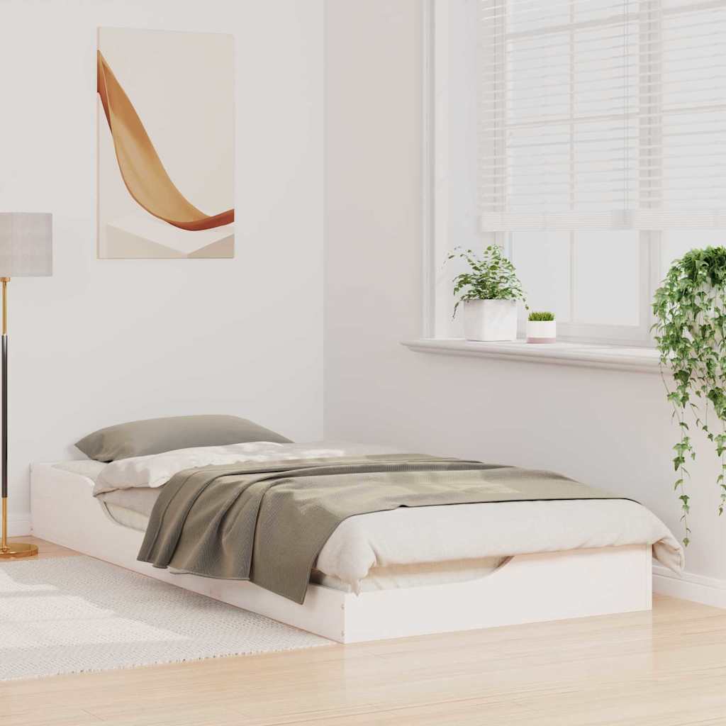 Cadre de lit surélevé Blanc 90 x 210 cm Bois massif en pin - XIOS