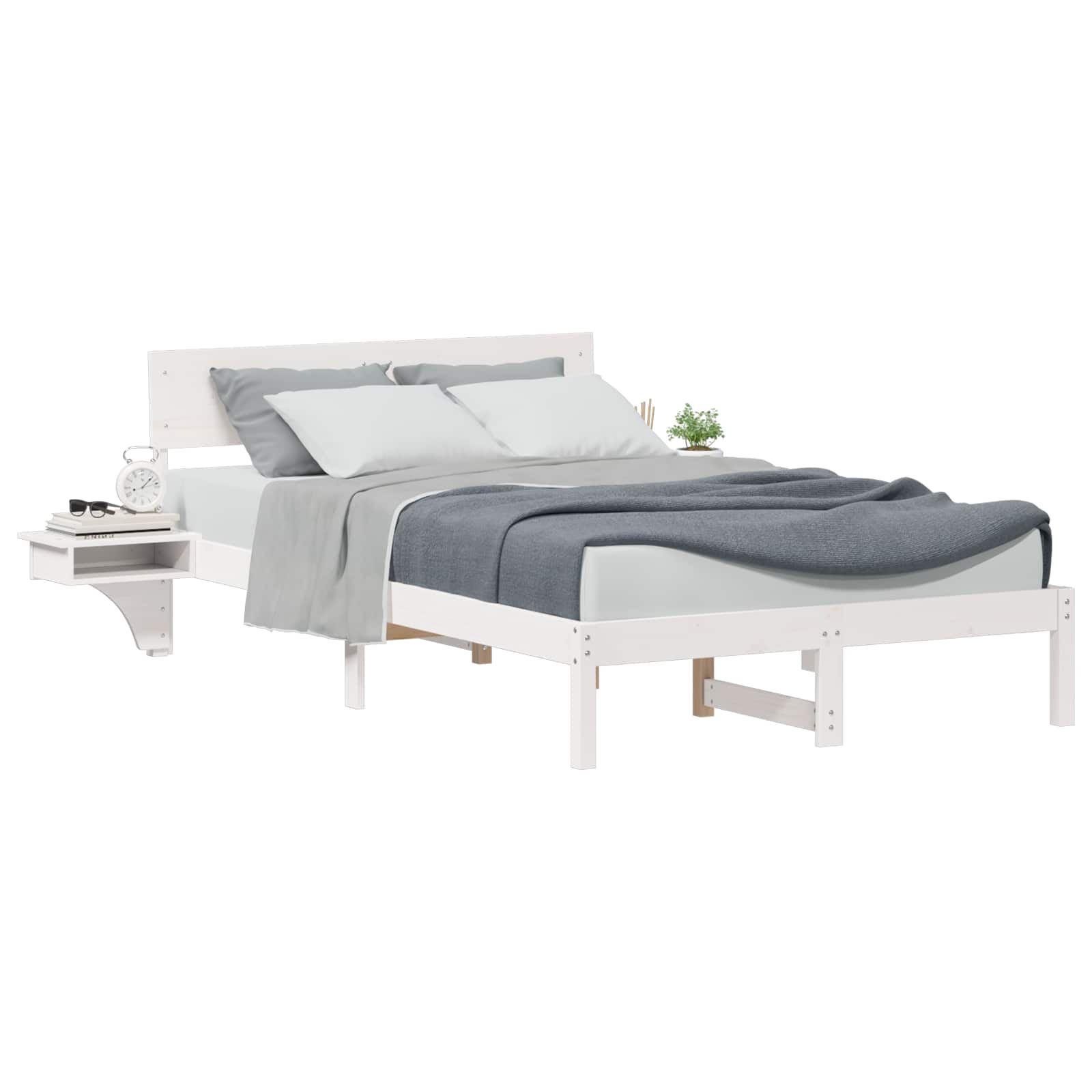 Cadre de lit avec tête de lit Blanc 140 x 190 cm Pin massif - XIOS