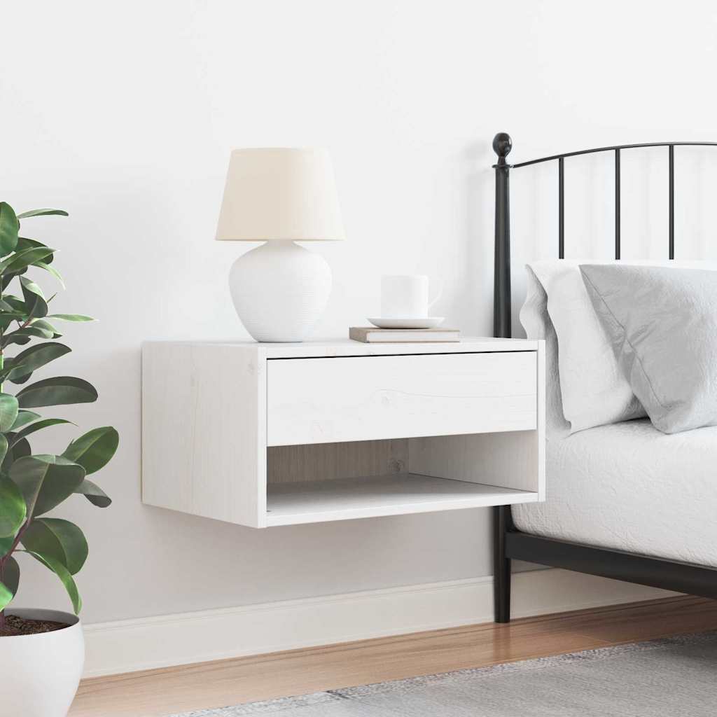 Table de chevet Blanc 50 x 32,5 x 24 cm Bois massif en pin - XIOS