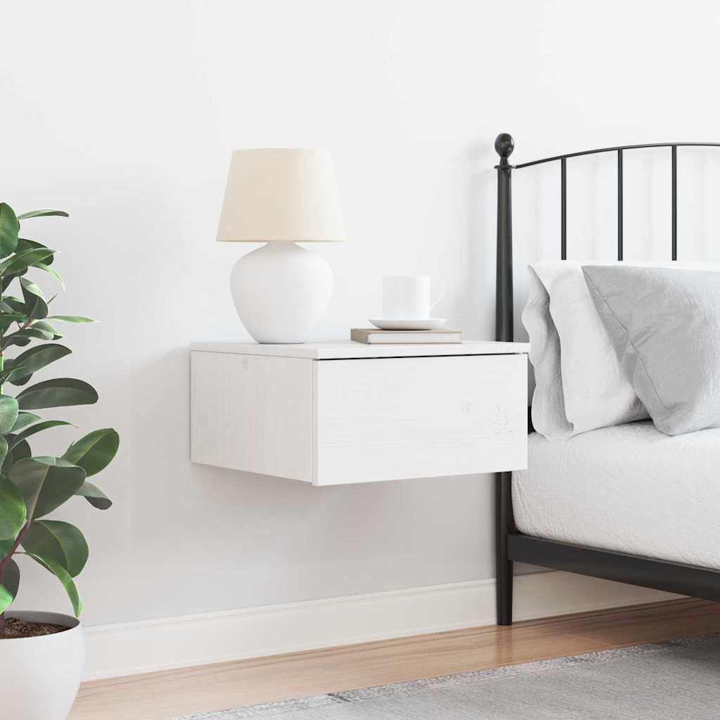 Table de chevet Blanc 37 x 35 x 18,5 cm Bois massif en pin