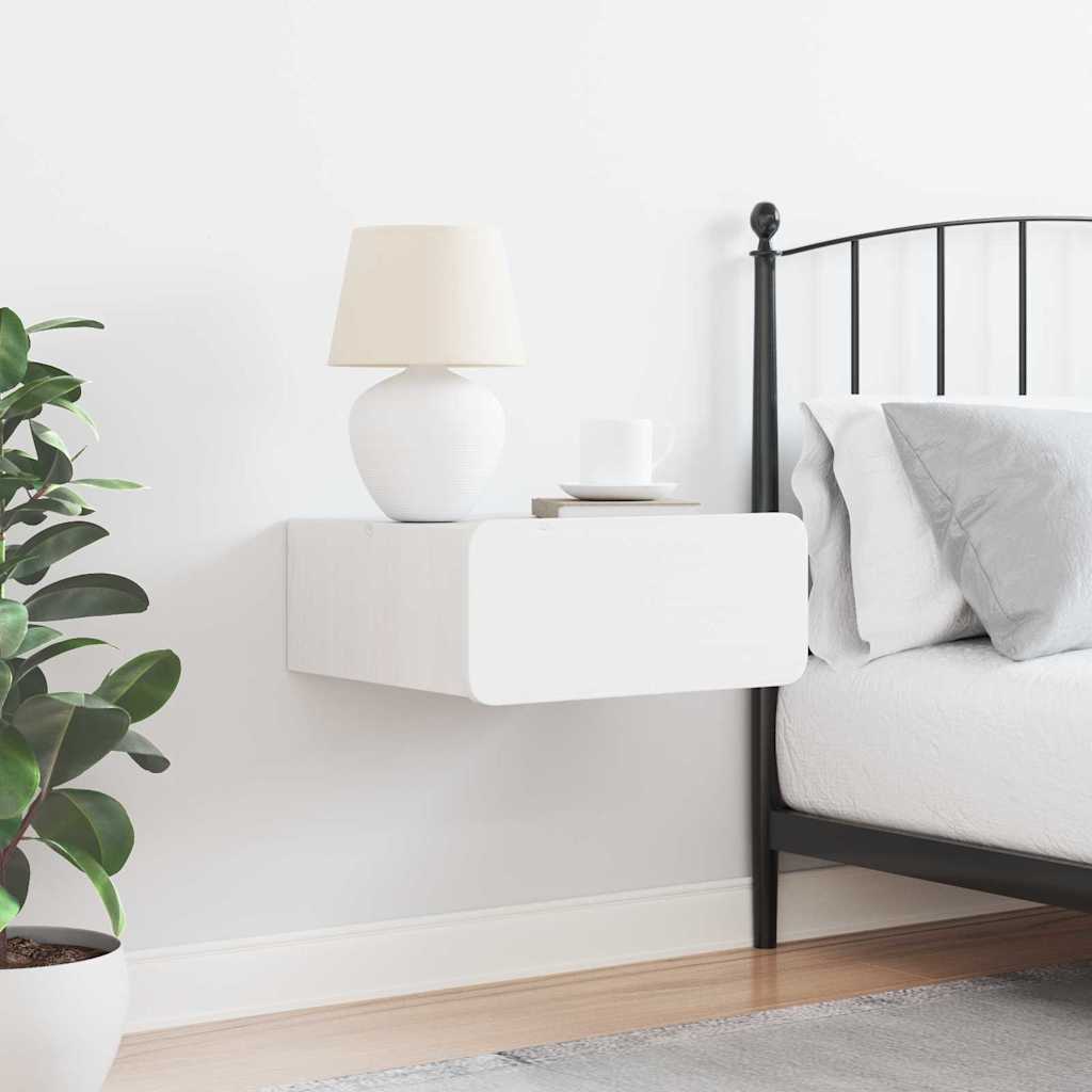 Table de chevet Blanc 39 x 34 x 16,5 cm Bois massif en pin