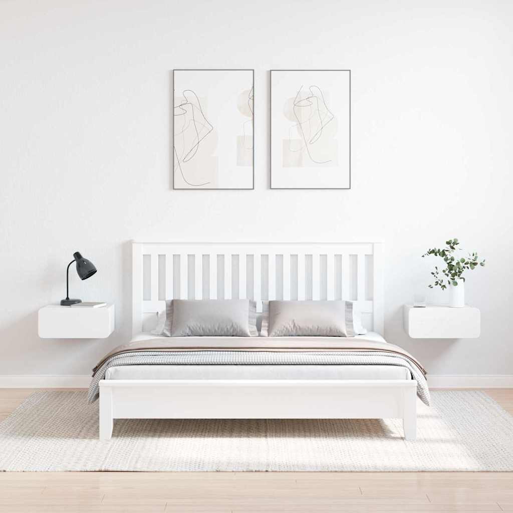 Table de chevet avec tiroir 2 pcs Blanc 39 x 34 x 16,5 cm