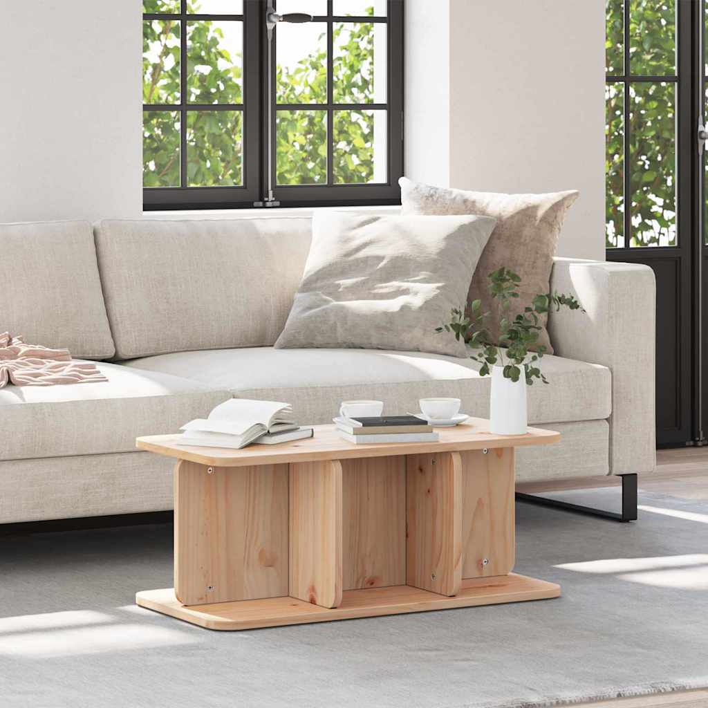Table basse Naturel 80 x 39,5 x 33,5 cm Bois massif en pin - XIOS
