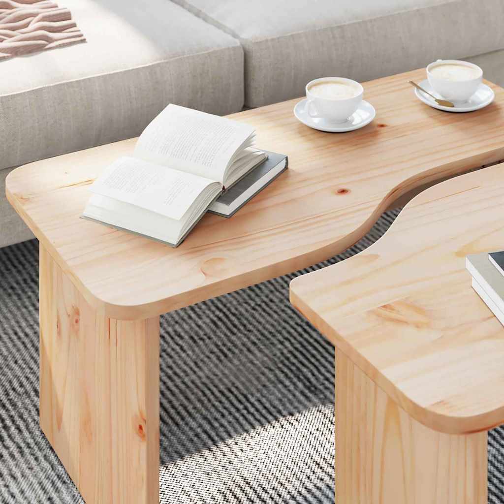 Table basse 2 pcs Naturel 100 x 69 x 35.5 cm Bois massif en pin - XIOS