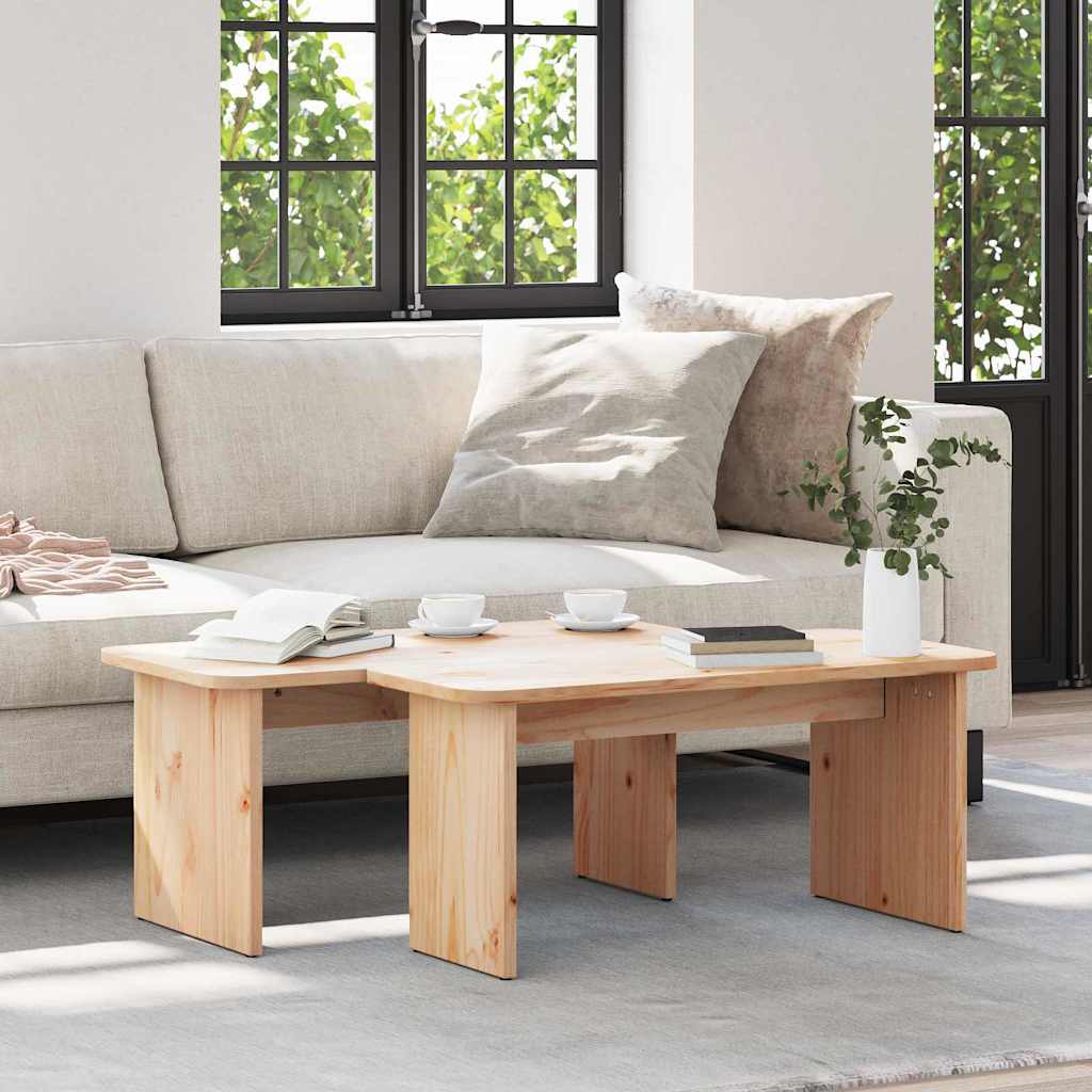 Table basse 2 pcs Naturel 100 x 69 x 35.5 cm Bois massif en pin - XIOS