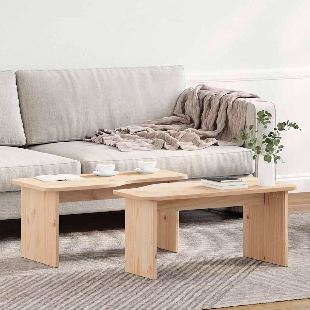 Table basse 2 pcs Naturel 100 x 69 x 35.5 cm Bois massif en pin - XIOS