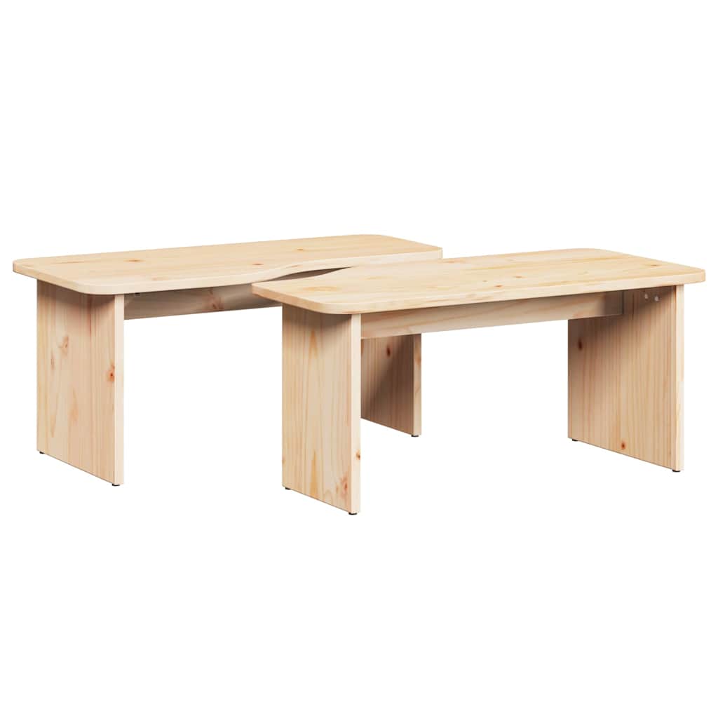 Table basse 2 pcs Naturel 100 x 69 x 35.5 cm Bois massif en pin - XIOS