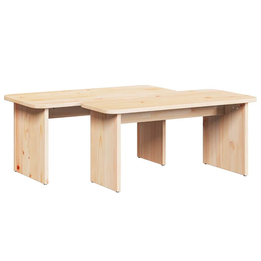 Table basse 2 pcs Naturel 100 x 69 x 35.5 cm Bois massif en pin - XIOS