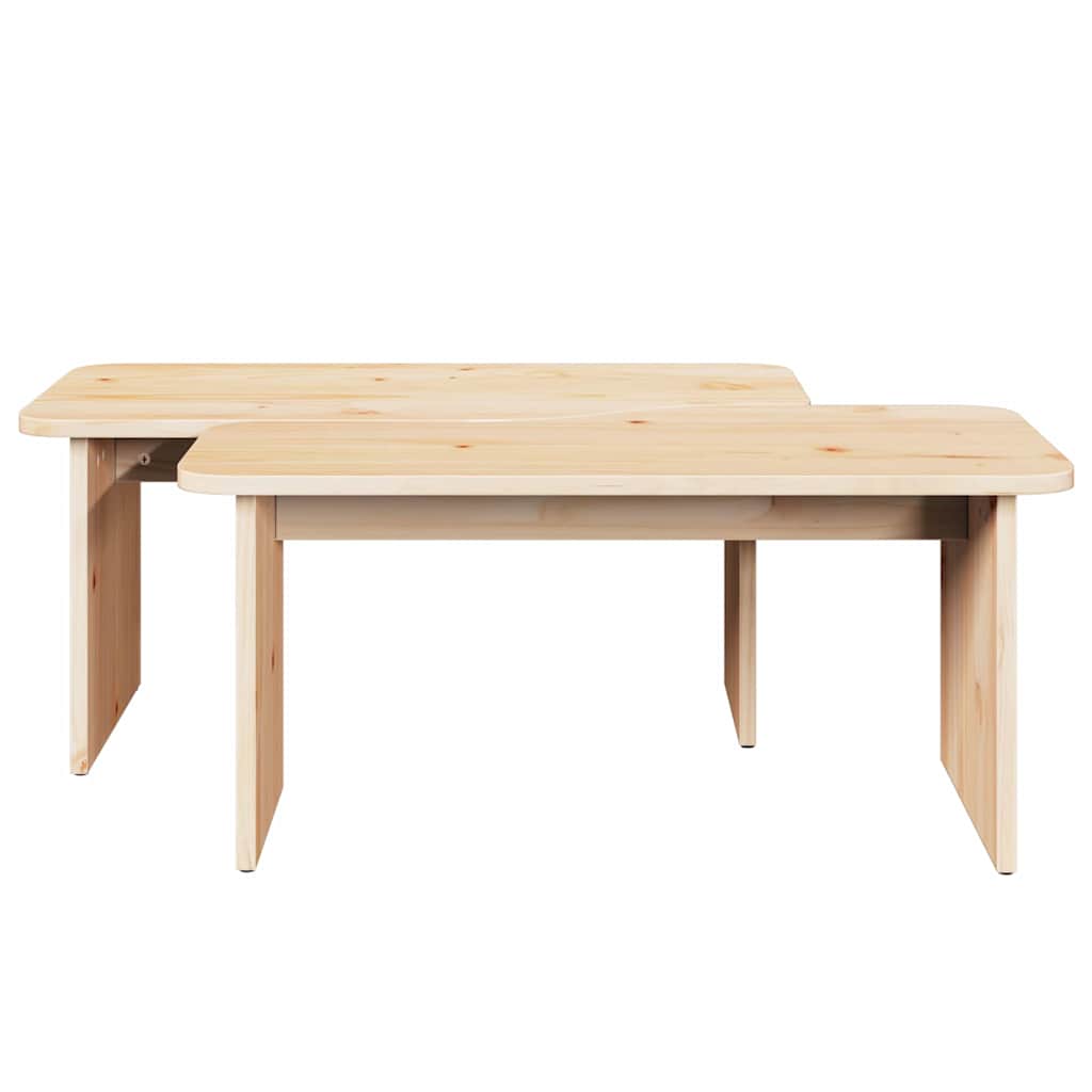Table basse 2 pcs Naturel 100 x 69 x 35.5 cm Bois massif en pin - XIOS