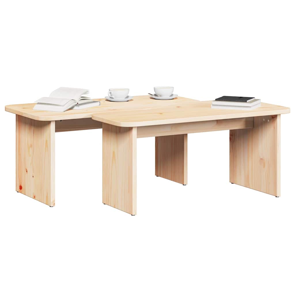 Table basse 2 pcs Naturel 100 x 69 x 35.5 cm Bois massif en pin - XIOS