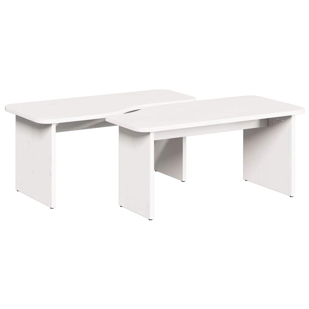 Table basse 2 pcs Blanc 100 x 69 x 35.5 cm Bois massif en pin - XIOS