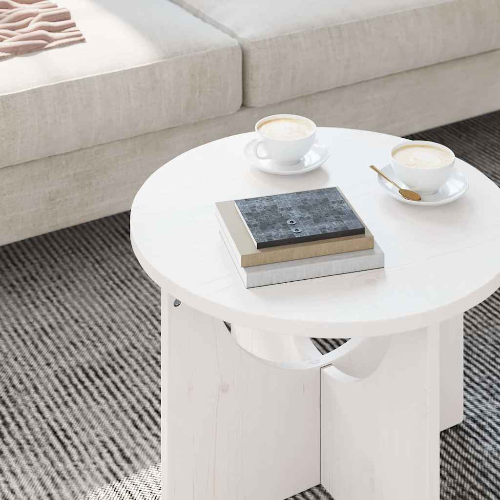 Table basse Blanc 50 x 50 x 35 cm Bois massif en pin - XIOS