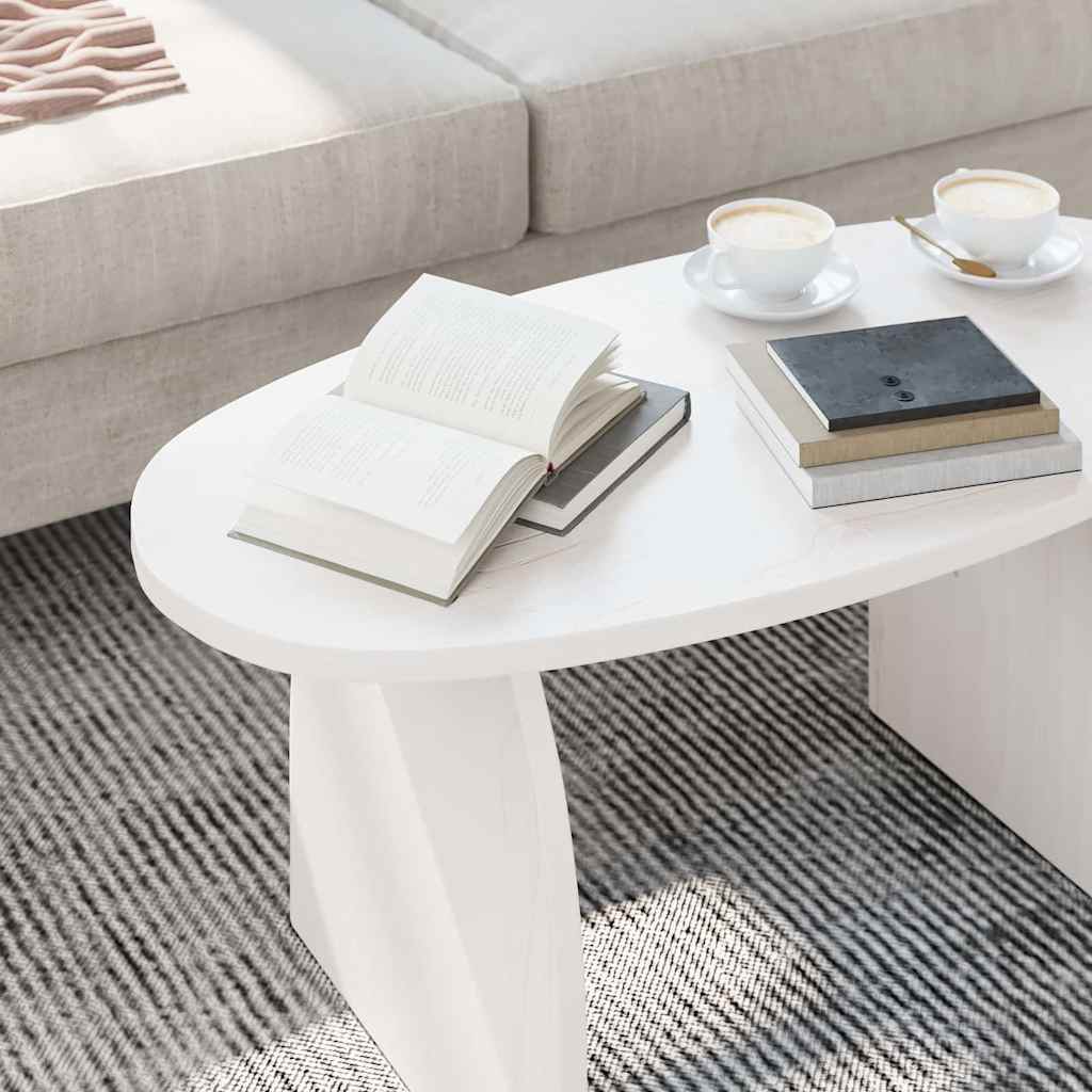 Table basse Blanc 80 x 40 x 35 cm Bois massif en pin - XIOS