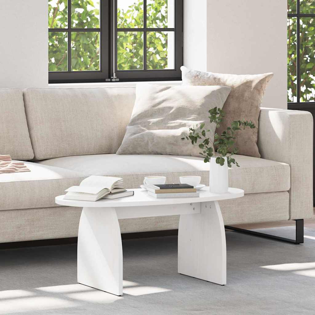 Table basse Blanc 80 x 40 x 35 cm Bois massif en pin - XIOS