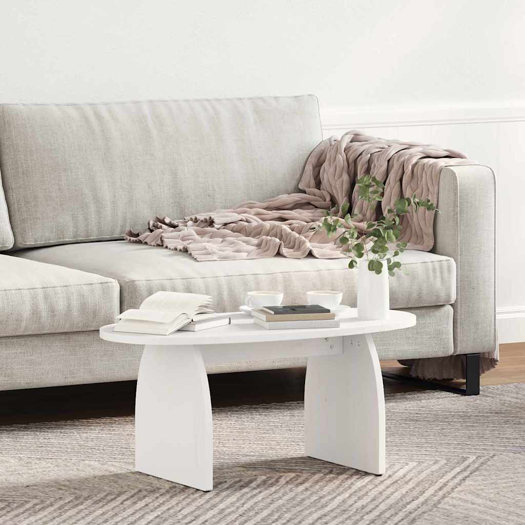 Table basse Blanc 80 x 40 x 35 cm Bois massif en pin - XIOS