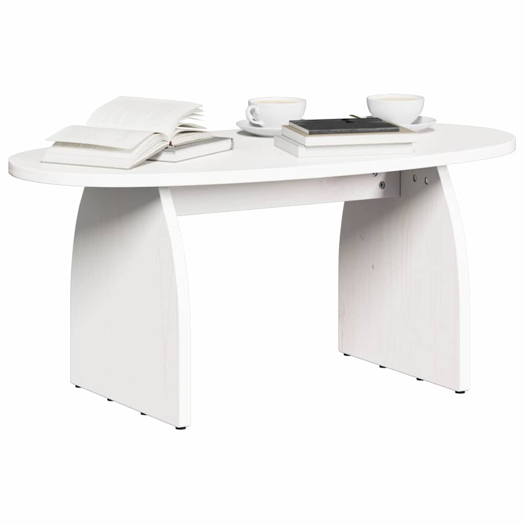 Table basse Blanc 80 x 40 x 35 cm Bois massif en pin - XIOS