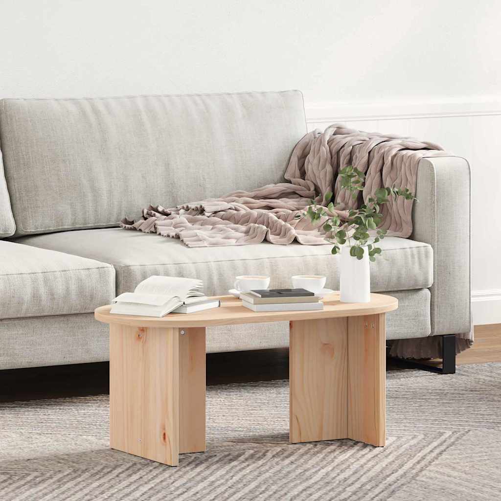 Table basse Naturel 80 x 39,5 x 35 cm Bois de pin massif - XIOS