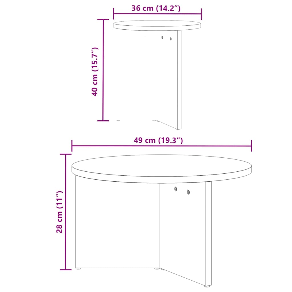 Table basse 2 pcs Blanc 49 x 49 x 28 cm Bois de pin massif - XIOS