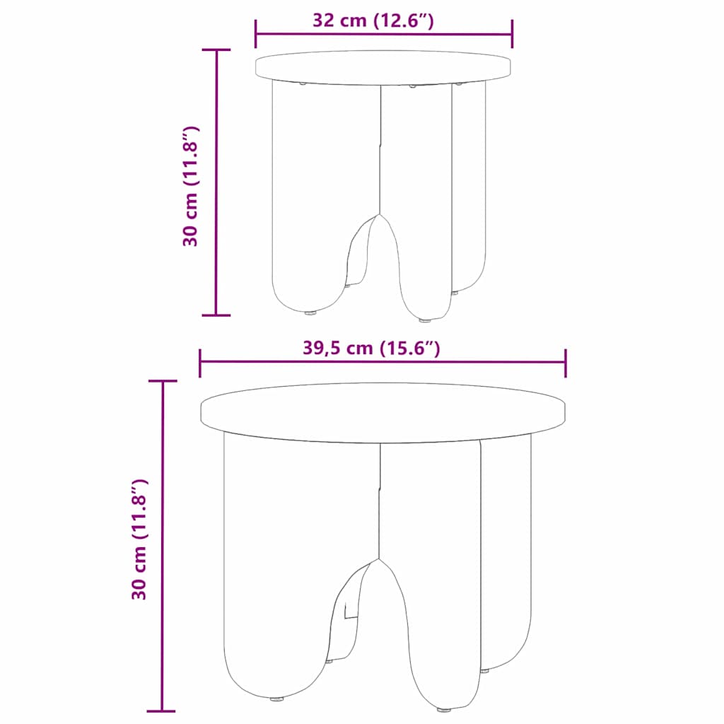 Table basse 2 pcs Blanc 39,5 x 39,5 x 30 cm Bois de pin massif - XIOS